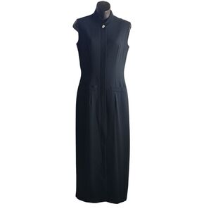 Vintage Ann Tjian Kenar Women's Black Sleeveless Button Front Dress Size…